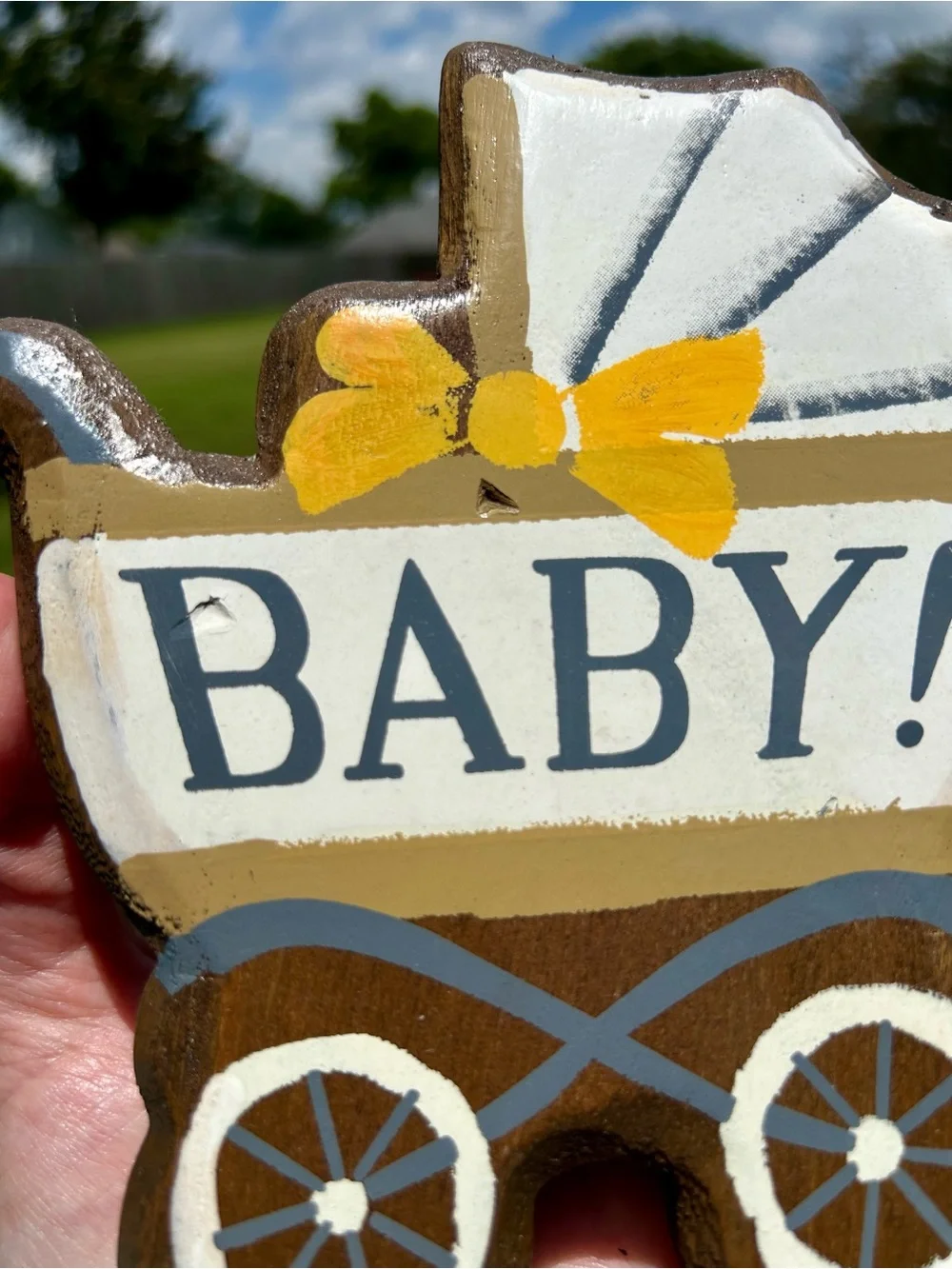Demdaco Baby Carriage Wooden Magnet Token